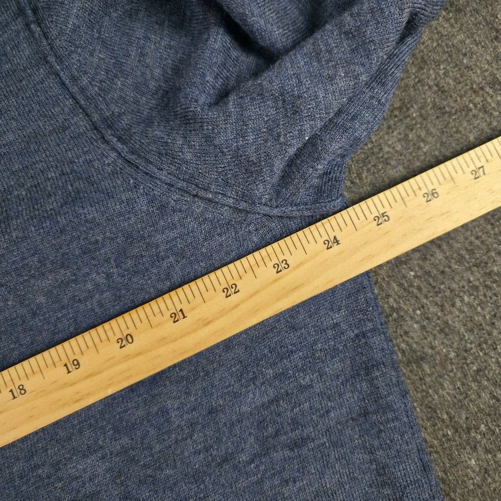 Banana Republic Sweater Mens XL Blue Merino Wool Quarter Zip Snap Mock Neck Knit